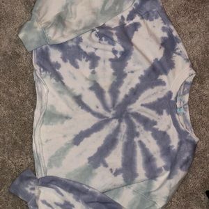Cropped tie dye crew neck sweatshirt